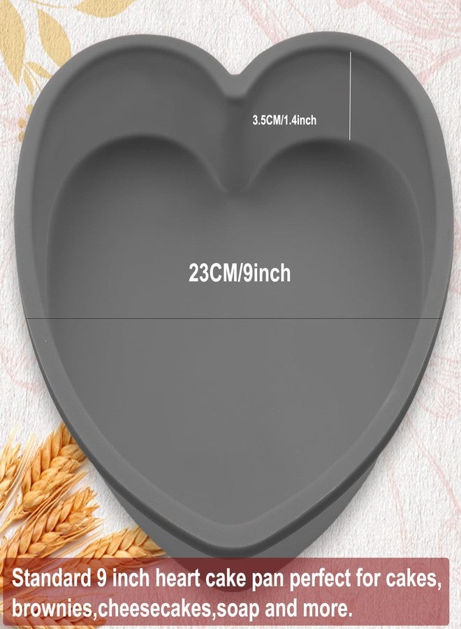 WINROLA Silicone Heart Shaped Cake Pans,9 Inch Silicone Cake Pan for Baking, Heart Molds Silicone Non-Stick (Grey-1PCS, 9 INCH) - Image 2