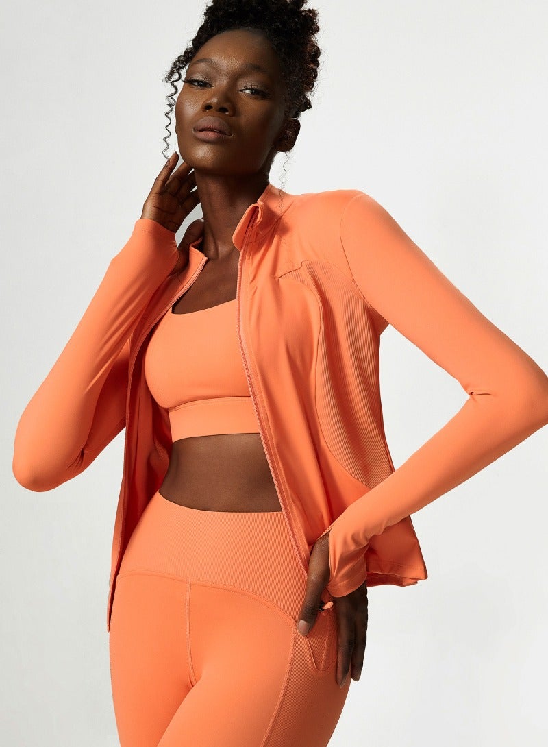 Women's Zipper Fitness Long Sleeved Yoga Suit Set - Image 5