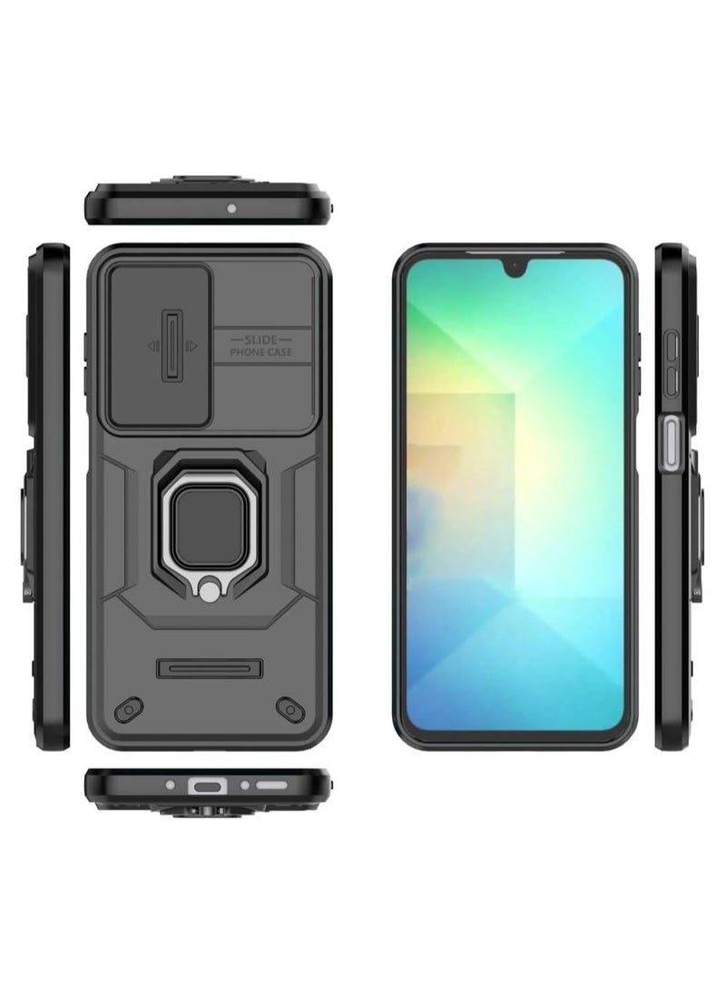 [1+1 Sets] For Samsung Galaxy A26 Case & Screen Protector Built Slide Camera Protection Cover Heavy Duty Protective Phone Case with Tempered Glass Screen Protector