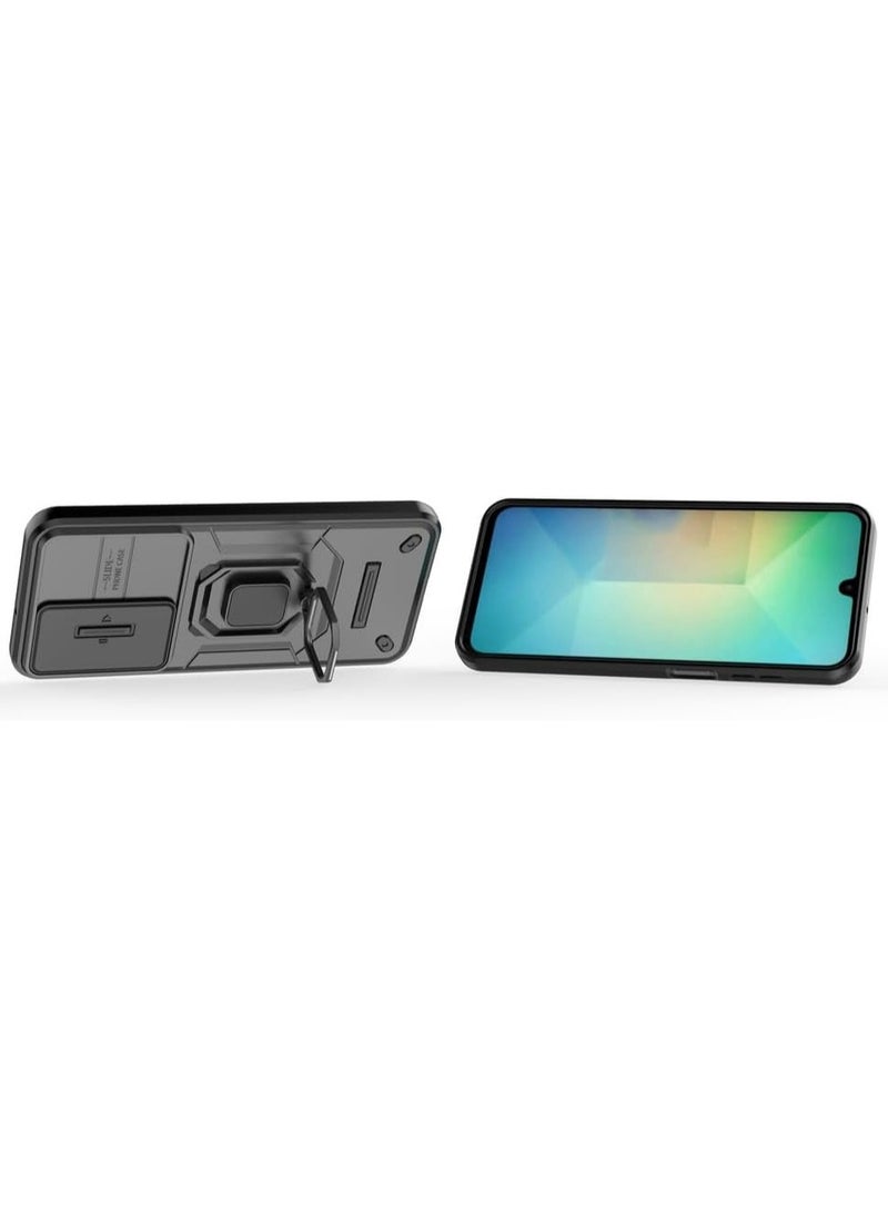 [1+1 Sets] For Samsung Galaxy A26 Case & Screen Protector Built Slide Camera Protection Cover Heavy Duty Protective Phone Case with Tempered Glass Screen Protector
