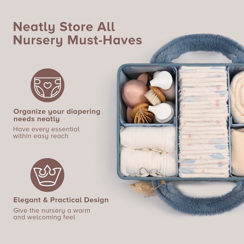 PeraBella Baby Diaper Caddy Organizer with Handle, Boy & Girl Shower Gift Basket, Portable Diaper Storage Basket Bin for Wipes, Newborn Baby Essentials Registry Search Must Haves, Car Caddy Organizer - Image 2