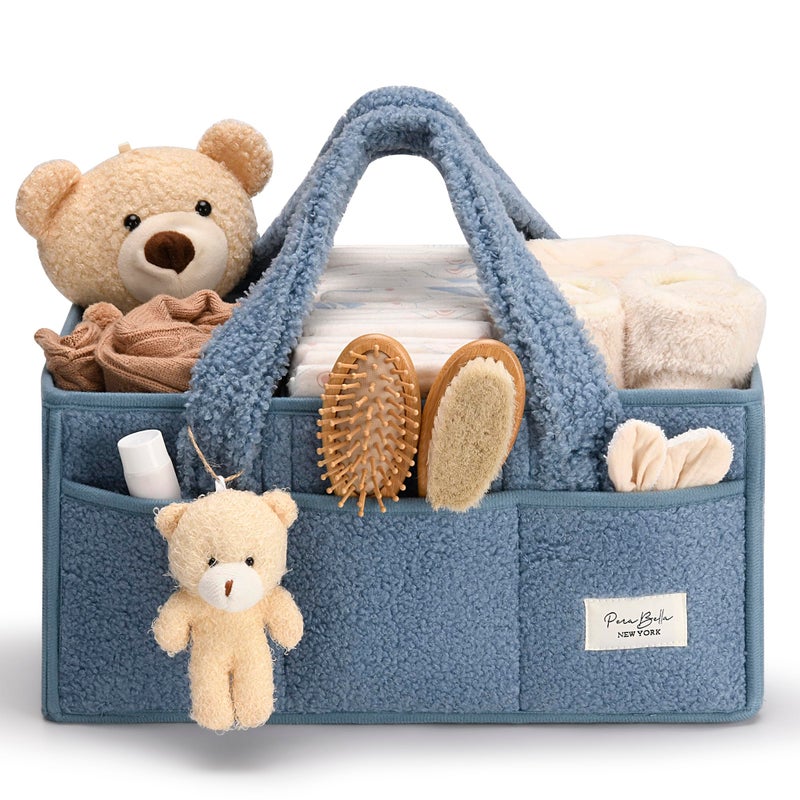 PeraBella Baby Diaper Caddy Organizer with Handle, Boy & Girl Shower Gift Basket, Portable Diaper Storage Basket Bin for Wipes, Newborn Baby Essentials Registry Search Must Haves, Car Caddy Organizer - Image 1