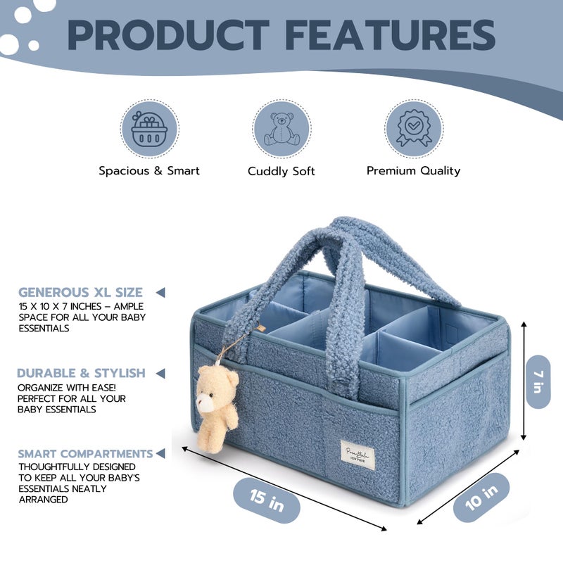 PeraBella Baby Diaper Caddy Organizer with Handle, Boy & Girl Shower Gift Basket, Portable Diaper Storage Basket Bin for Wipes, Newborn Baby Essentials Registry Search Must Haves, Car Caddy Organizer - Image 4