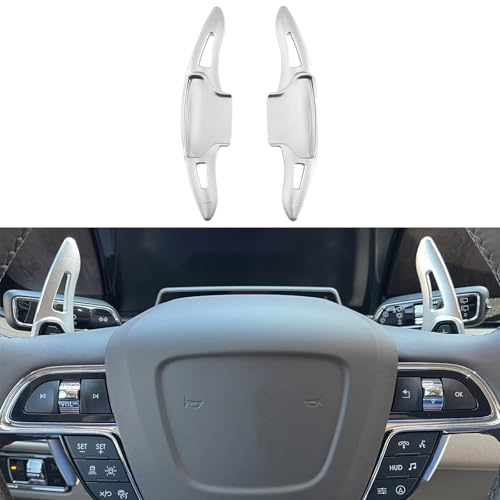 sumaikeji Aluminum Steering Wheel Shift Paddle Extension Stickers for Lincoln AviatorCorsairNautilusNavigatorNavigator L Ford Explorer 20202025Silver - Image 1