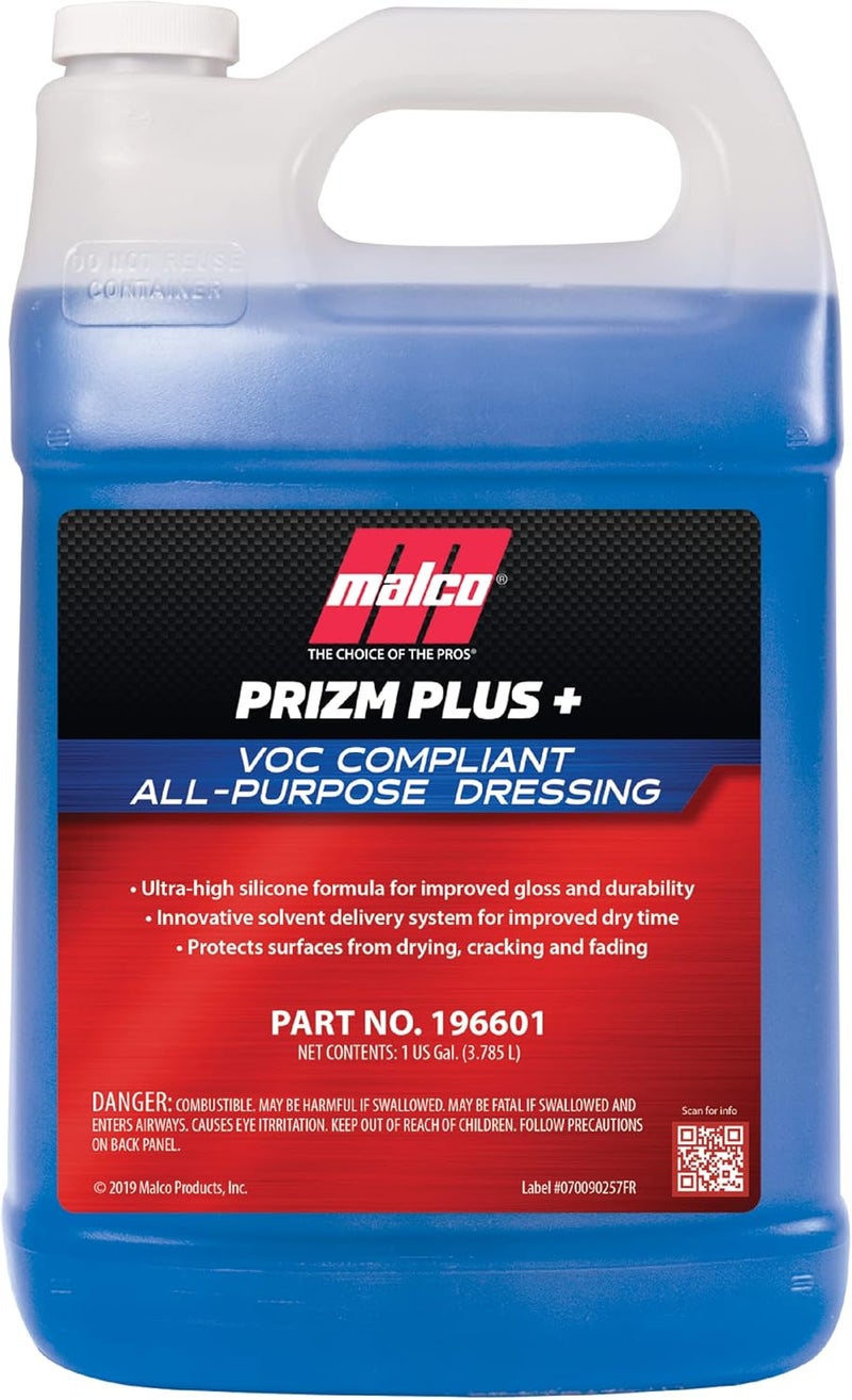 MALCO Prizm Plus All-Purpose Dressing – Ultra High Silicone Formula Gives Superior Shine and Durability to Interior Rubber and Vinyl Surfaces/Protects Against Fading and Cracking/1 Gallon (196601) - Image 1