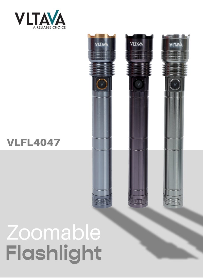 VLTAVA Vltava 3 in 1 Zoomable LED Flashlight – 1000 Lumens, Rechargeable 4000mAh Li-ion Battery, Aircraft Aluminum Body, 4 Light Modes, 15W Laser Power VLFL4047  - Image 1