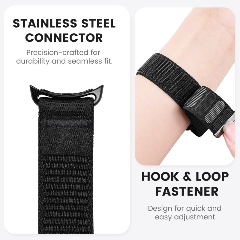 BandRain Nylon Loop Sport Bands Compatible with Google Pixel Watch 4/3/2/1 45mm 41mm Band, Upgraded All-Steel Connector, Soft Breathable Braided Replacement Straps for Women Men - Image 3