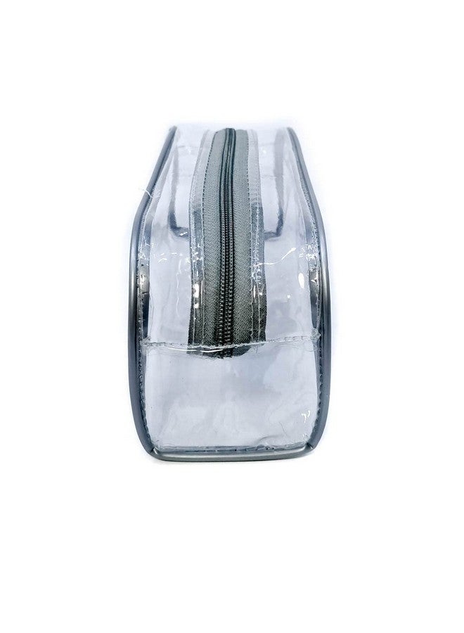 iShine Multipurpose Travel Morning Zipper Pouch for Men and Women Transparent Medium (Pack of 1, Silver) - Image 2