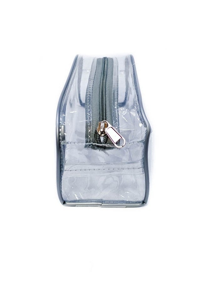 iShine Multipurpose Travel Morning Zipper Pouch for Men and Women Transparent Medium (Pack of 1, Silver) - Image 3