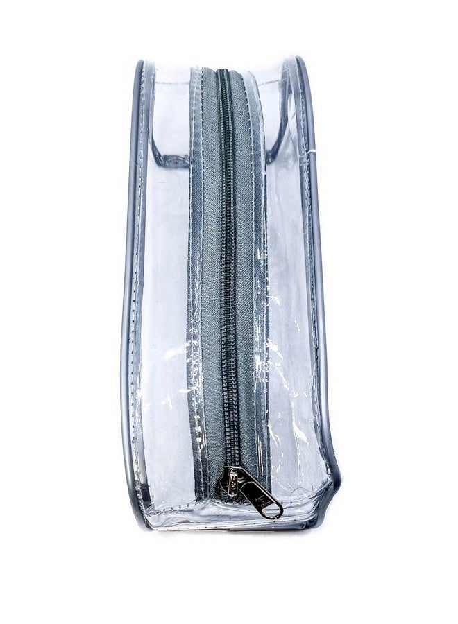 iShine Multipurpose Travel Morning Zipper Pouch for Men and Women Transparent Medium (Pack of 1, Silver) - Image 4