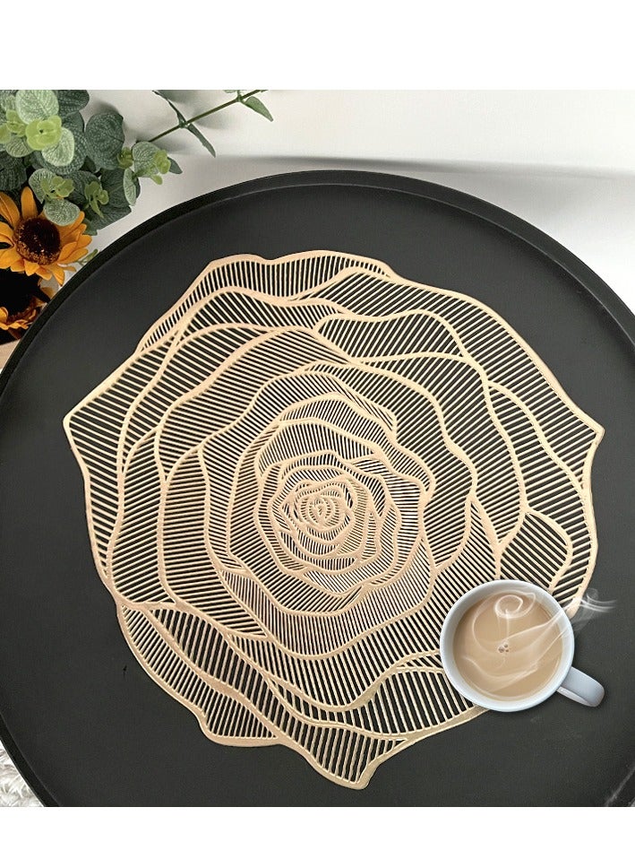 Nakhl Placemats for Dining Table Set of 4 | Golden Place Mats | Decorative Rose-Shaped Heat Resistant Table Mats for Home, Home & Resturants - Image 2