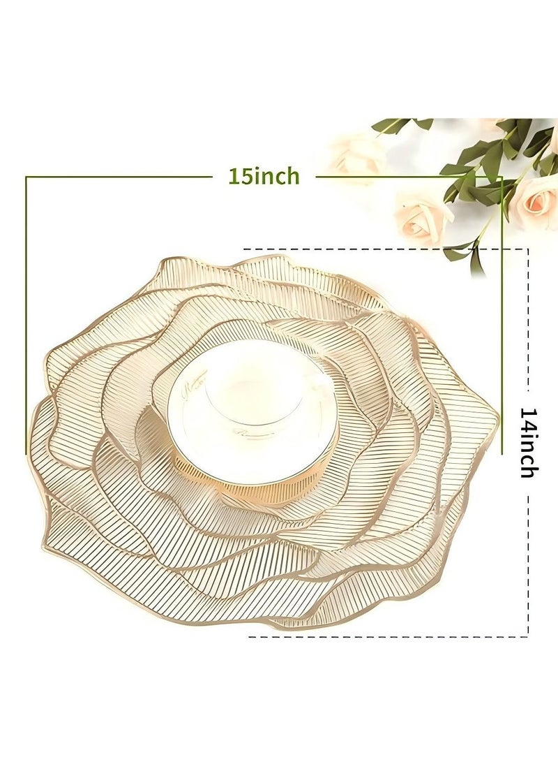 Nakhl Placemats for Dining Table Set of 4 | Golden Place Mats | Decorative Rose-Shaped Heat Resistant Table Mats for Home, Home & Resturants - Image 4