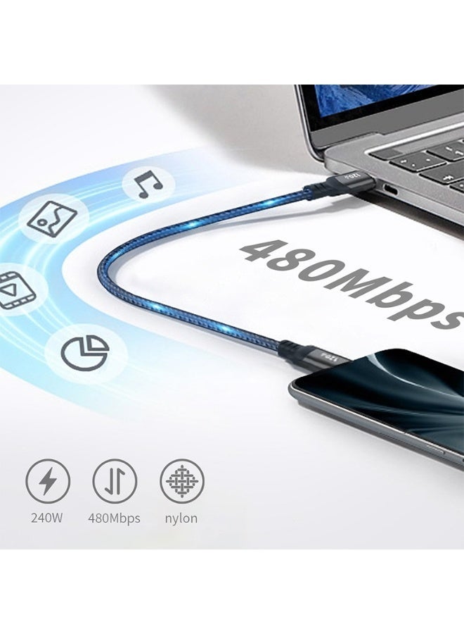 بلجن كابل شحن ونقل بيانات Type-C إلى Type-C بقوة 240 واط – سرعة فائقة 480Mbps، بطول 1.2 متر، خيط نايلون مضفر متين، متوافق مع اللابتوبات والهواتف الذكية والأجهزة اللوحية - Image 3