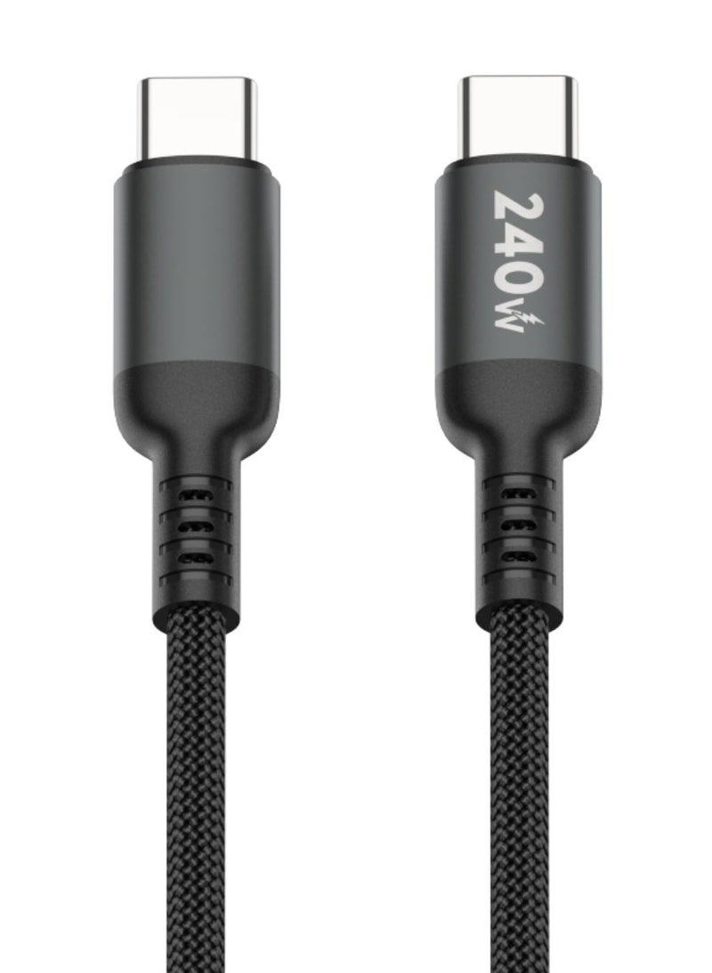 بلجن كابل شحن ونقل بيانات Type-C إلى Type-C بقوة 240 واط – سرعة فائقة 480Mbps، بطول 1.2 متر، خيط نايلون مضفر متين، متوافق مع اللابتوبات والهواتف الذكية والأجهزة اللوحية - Image 2