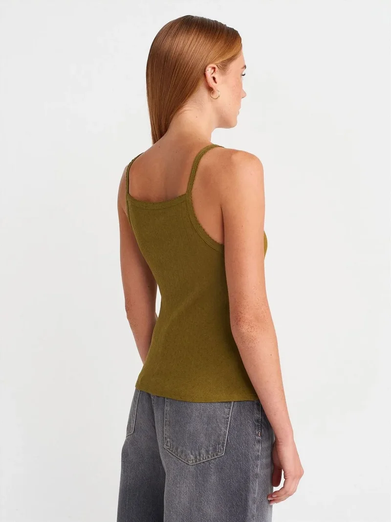 ديلفين DILVIN Textured Cotton Modal Cami Blouse