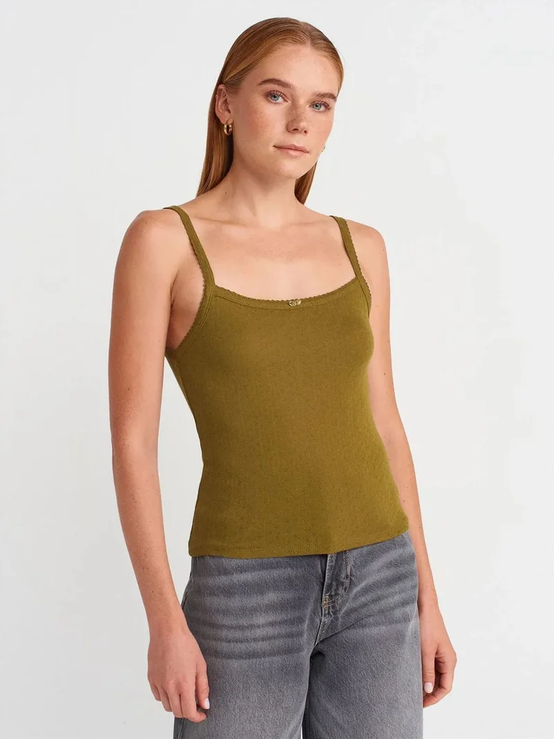 ديلفين DILVIN Textured Cotton Modal Cami Blouse