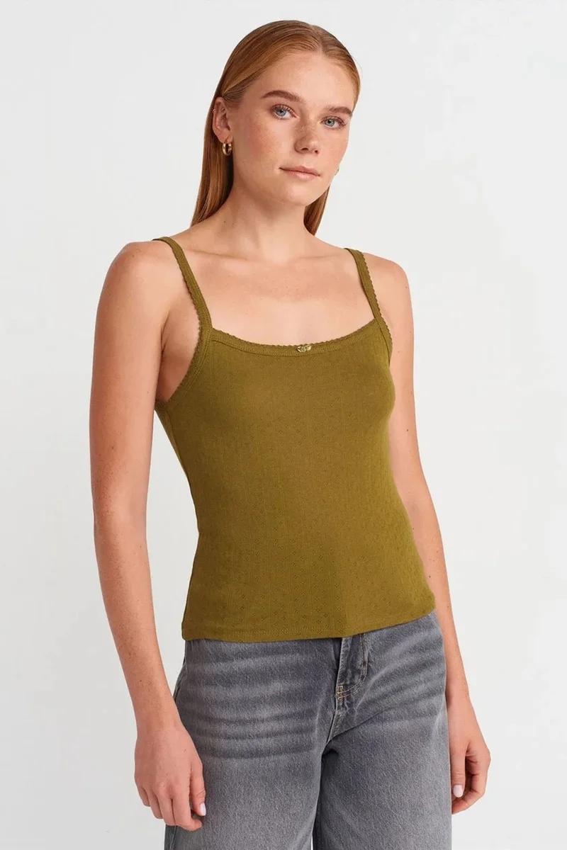 DILVIN Textured Cotton Modal Cami Blouse