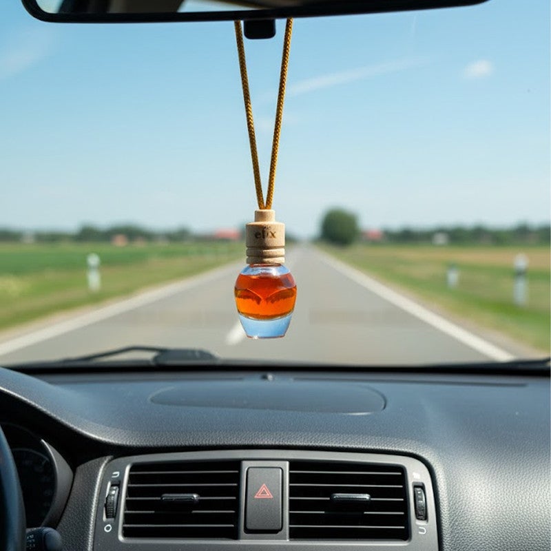 زجاجة معطر جو للسيارة - موزع عطر برائحة الفانيليا، زيت عطري يدوم طويلاً، زجاجة بغطاء خشبي، معطر مانع للانسكاب لمرآة الرؤية الخلفية للسيارة، رائحة غير سامة وخالية من الكحول للسيارة والمنزل والمكتب - Image 3