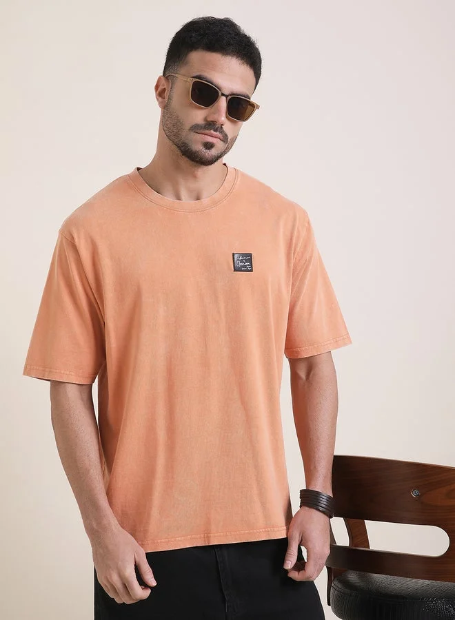 Difference of Opinion Men Oversized Acid Wash Printed T-Shirt