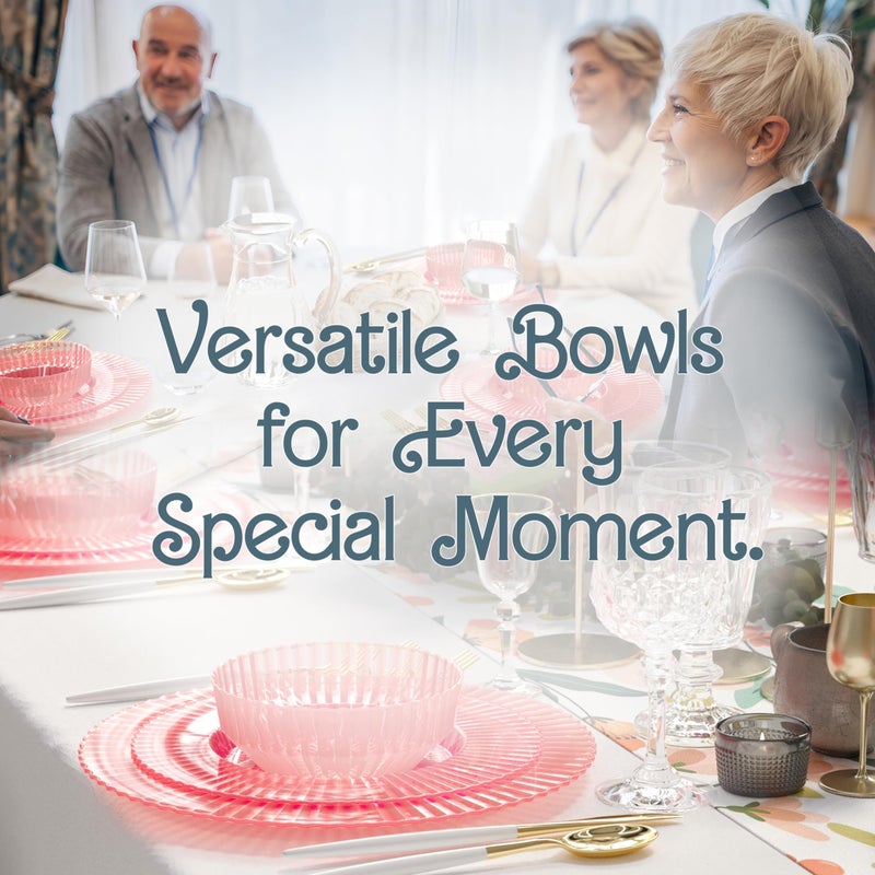 Exquisite Pink Plastic Bowls Disposable - 16 Oz - 20 Count - Disposable Soup Bowls - Great for Weddings Parties And Formal Occasions - Image 5