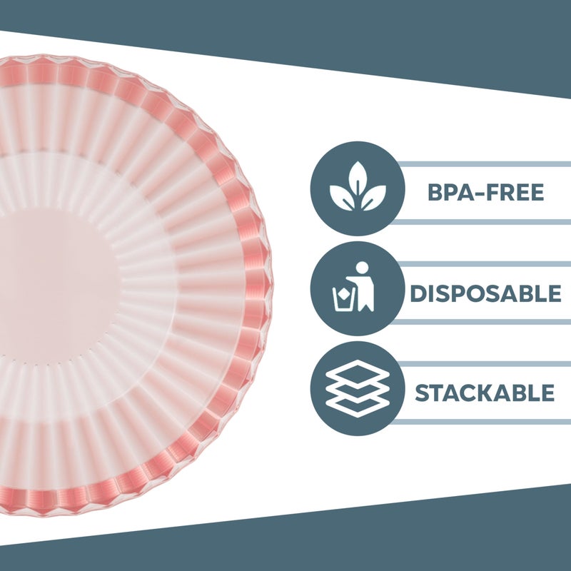 Exquisite Pink Plastic Bowls Disposable - 16 Oz - 20 Count - Disposable Soup Bowls - Great for Weddings Parties And Formal Occasions - Image 4