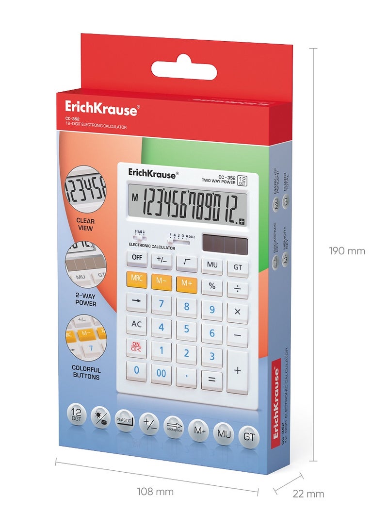 ErichKrause Desk electronic calculator 12-Digit White CC-352 Classic, assorted colors (box 1 pc.) - Image 4
