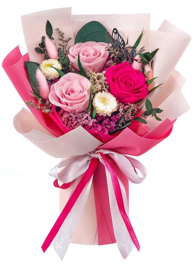 Polylove Flowers for Delivery Prime Forever Flowers Bouquet Preserved Roses Bouquet Flower Gift for Women Wife Mother Day Graduation Birthday (Hot Pink, Small) - Image 1