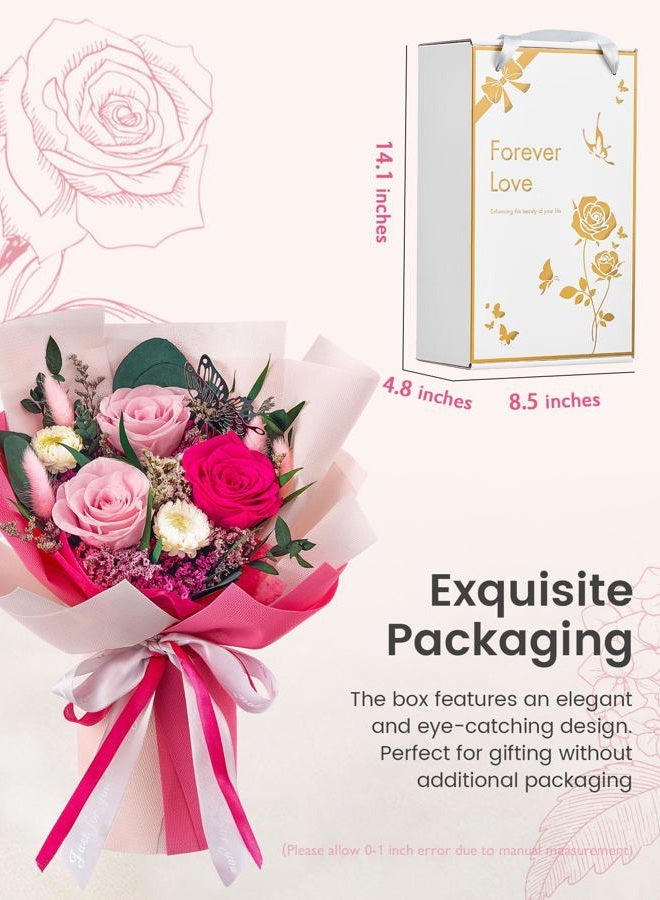 Polylove Flowers for Delivery Prime Forever Flowers Bouquet Preserved Roses Bouquet Flower Gift for Women Wife Mother Day Graduation Birthday (Hot Pink, Small) - Image 2