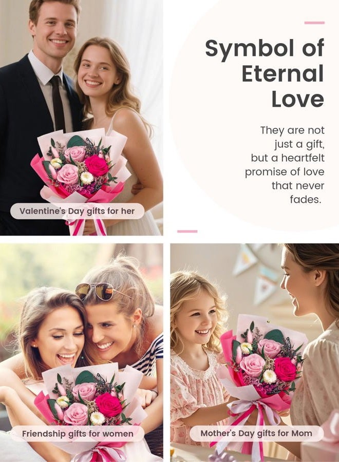 Polylove Flowers for Delivery Prime Forever Flowers Bouquet Preserved Roses Bouquet Flower Gift for Women Wife Mother Day Graduation Birthday (Hot Pink, Small) - Image 4
