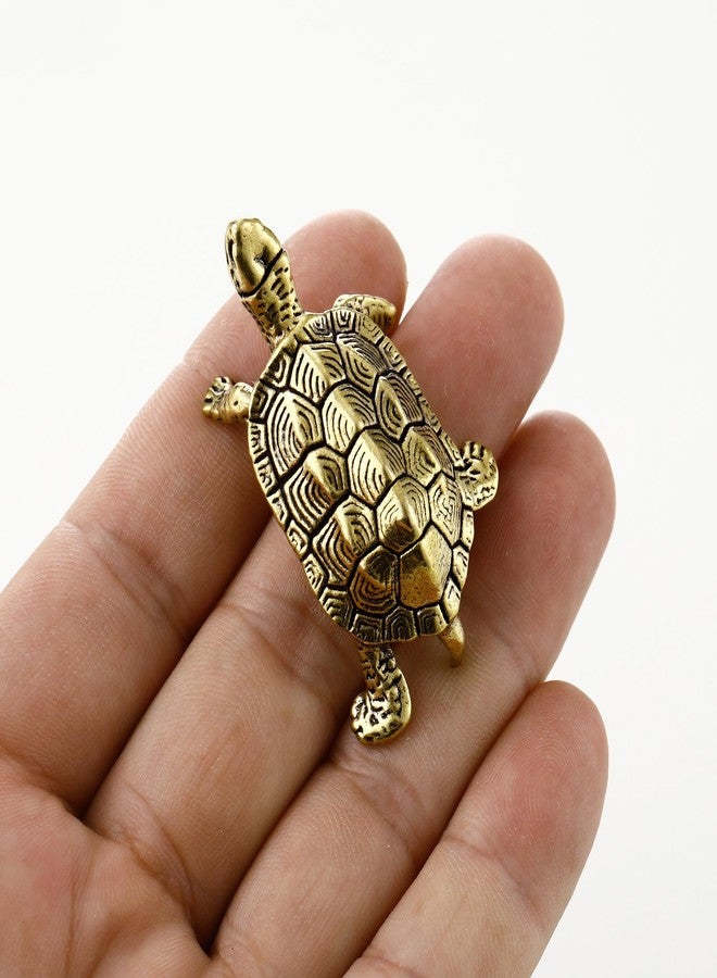 A.I.FORCE 2 Packs Brass Miniature Turtle Statue, Lucky Feng Shui Turtle Figurines, Vintage Sculptures for Home Decor, Table Centerpieces, and Prosperity, Gift Collection - Image 2