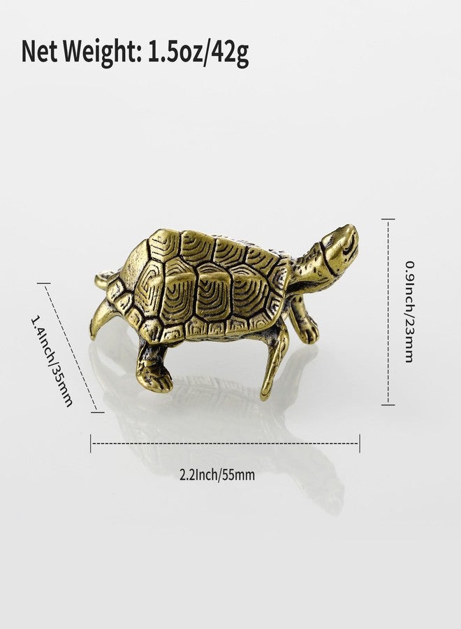A.I.FORCE 2 Packs Brass Miniature Turtle Statue, Lucky Feng Shui Turtle Figurines, Vintage Sculptures for Home Decor, Table Centerpieces, and Prosperity, Gift Collection - Image 4