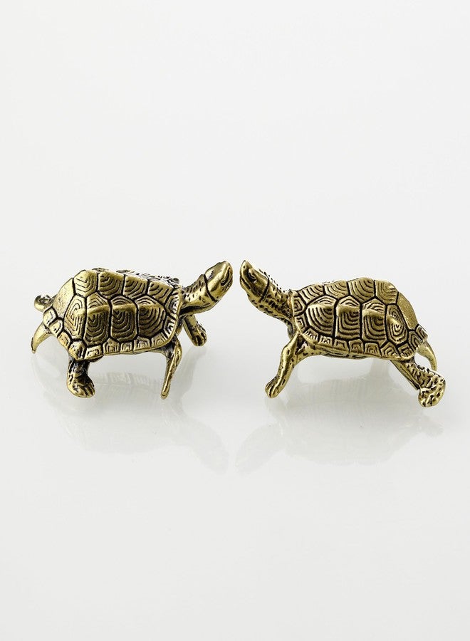 A.I.FORCE 2 Packs Brass Miniature Turtle Statue, Lucky Feng Shui Turtle Figurines, Vintage Sculptures for Home Decor, Table Centerpieces, and Prosperity, Gift Collection - Image 5