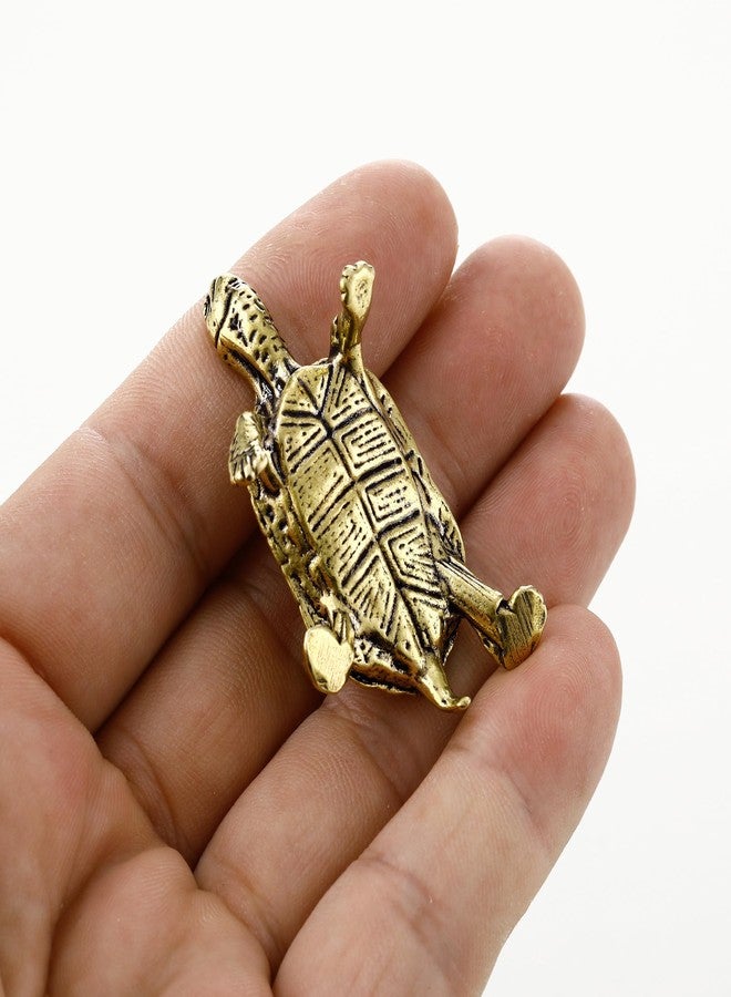 A.I.FORCE 2 Packs Brass Miniature Turtle Statue, Lucky Feng Shui Turtle Figurines, Vintage Sculptures for Home Decor, Table Centerpieces, and Prosperity, Gift Collection - Image 3