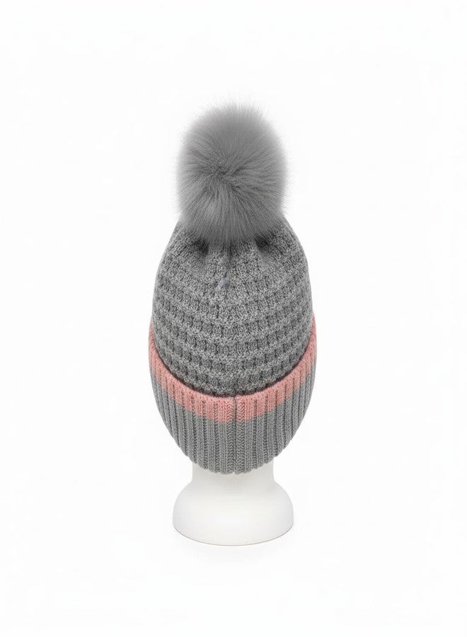 TOP TRICK Cute Baby Woolen Winter Cap | Soft Knitted Warm Hat with Double Pom Pom | Unisex Beanie for Kids (Grey-0 to 1 Years) - Image 4