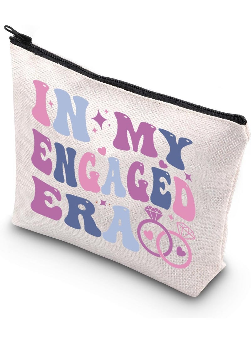 WCGXKO - WCGXKO Fiance Merchandise In My Engaged Era Makeup Bag Zipper Bag Bachelorette Party Gift Engagement Gift Bride Toiletry Bag (Engaged Era) - Image 1