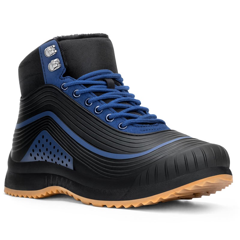 ulogu Snow Boots men Waterproof Insulated Blue Duck Boots Fur Lined Warm Ankle Booties Lightweight Comfortable Winter Walking Shoes Zapatos Botas Invierno Para hombres