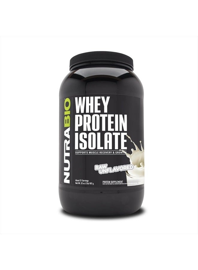 NutraBio Whey Protein Isolate Supplement – 25g of Protein Per Scoop with Complete Amino Acid Profile - Soy and Gluten Free Protein Powder - Zero Fillers and Non-GMO - Raw Unflavored - 2 Lbs - Image 1