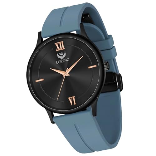LORENZ Silicone Slim Case Analog Watch With Blue Magnetic Lock Strap|Watch For Men & Women| Mk-4072R - Image 1