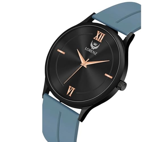 LORENZ Silicone Slim Case Analog Watch With Blue Magnetic Lock Strap|Watch For Men & Women| Mk-4072R - Image 4