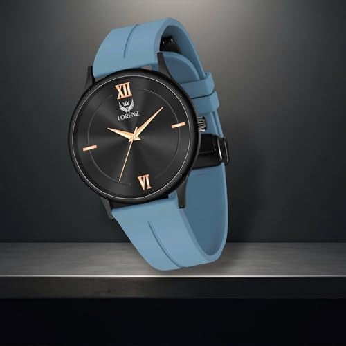 LORENZ Silicone Slim Case Analog Watch With Blue Magnetic Lock Strap|Watch For Men & Women| Mk-4072R - Image 2