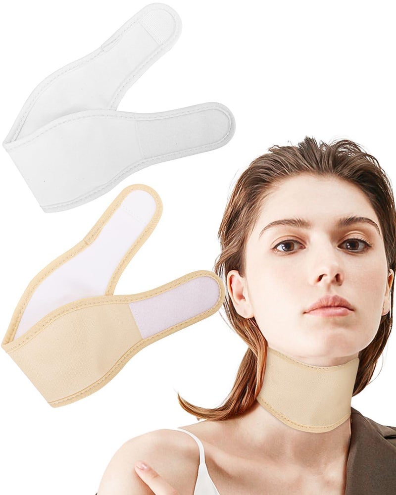 Velcro Neck Bag – 2 Pieces, White + Khaki, RFID Blocking, ID Holder for Travel, Work