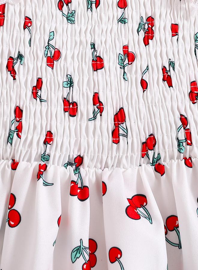 Take Two Styli Girls Cherry Print Ruffled Sleeve Dress - Image 5