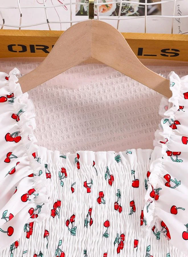 Take Two Take Two Girls Cherry Print Ruffled Sleeve Dress