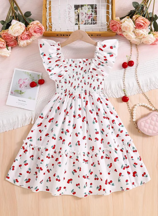 Take Two Take Two Girls Cherry Print Ruffled Sleeve Dress