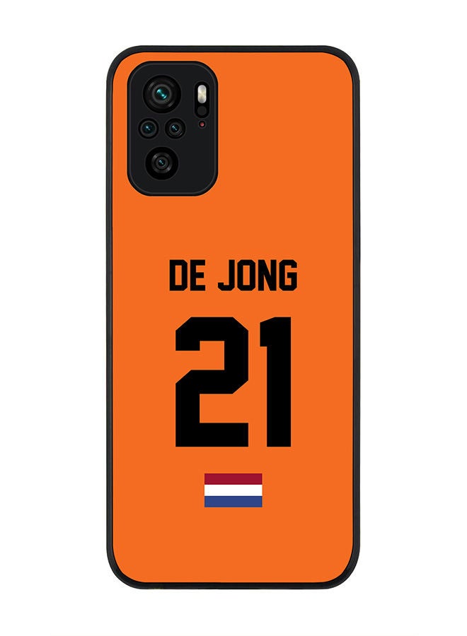 Stylizedd Rugged Black edge case for Redmi Note 10S/Redmi Note 10 4G Slim fit Soft Case Flexible Rubber Edges Anti Drop TPU Gel Thin Cover - Football Team - Netherlands Player Name - De Jong - Image 1