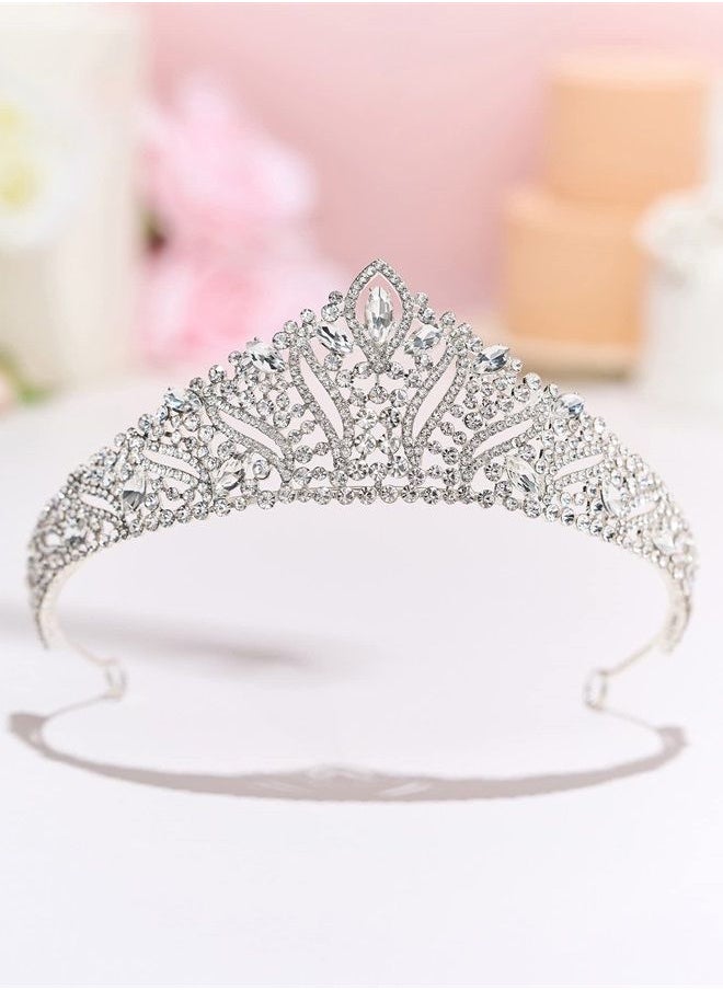 Anastasia Tiaras and Crowns for Women, Wedding Tiara for Bride, Rhinestone Queen Crown, Silver Crystal Princess Headpieces for Prom Costume Party