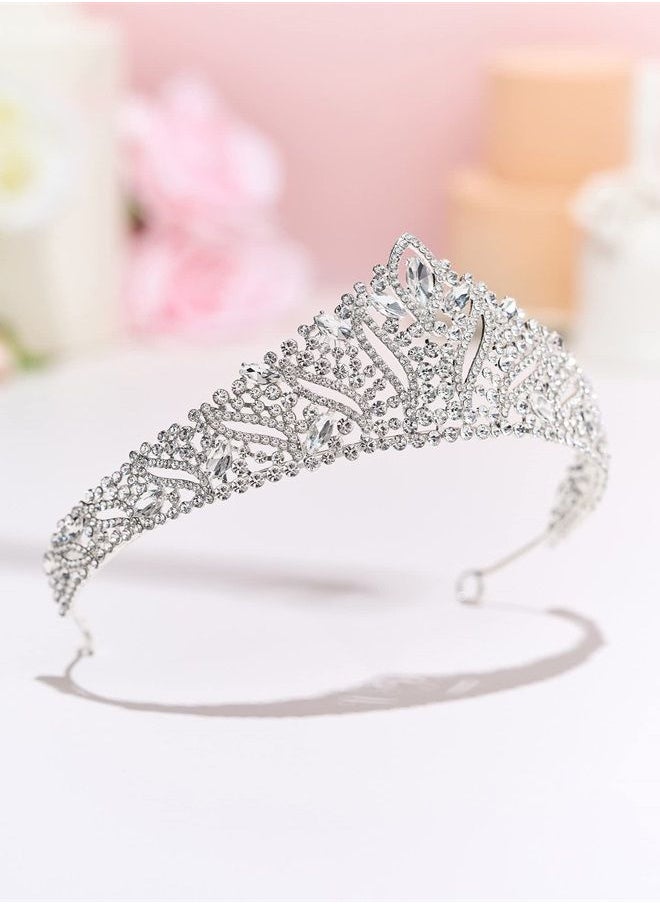 Anastasia Tiaras and Crowns for Women, Wedding Tiara for Bride, Rhinestone Queen Crown, Silver Crystal Princess Headpieces for Prom Costume Party