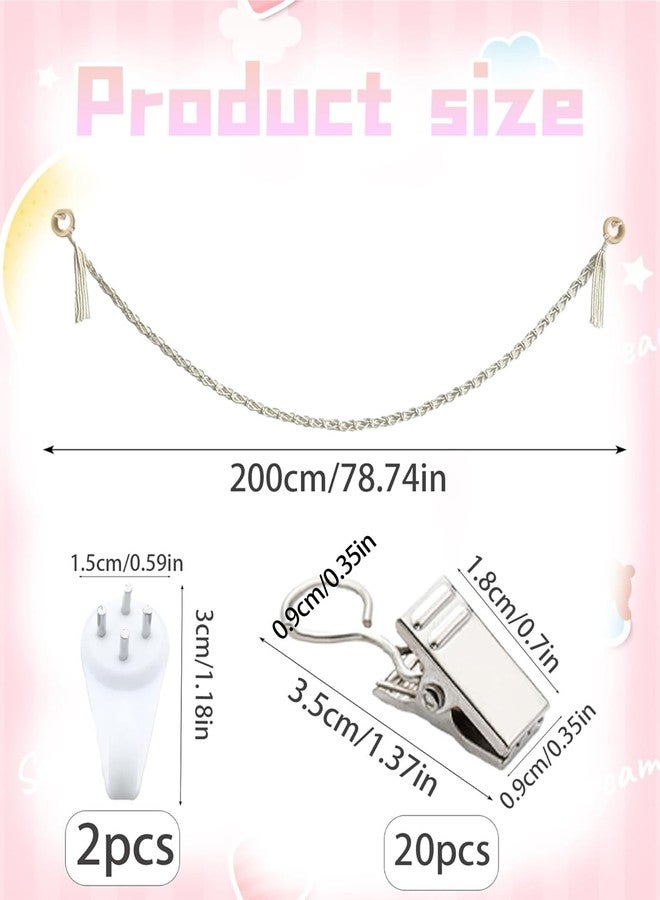 CartHome حبل قطني معلق منسوج يدويًا بطول مترين، منظم ألعاب لغرفة الأطفال، حبل بطول 200 سم لتخزين الألعاب مع 20 خطافًا وفتحتين، بالإضافة إلى مسمارين غير مرئيين لتزيين غرفة الأطفال - Image 2