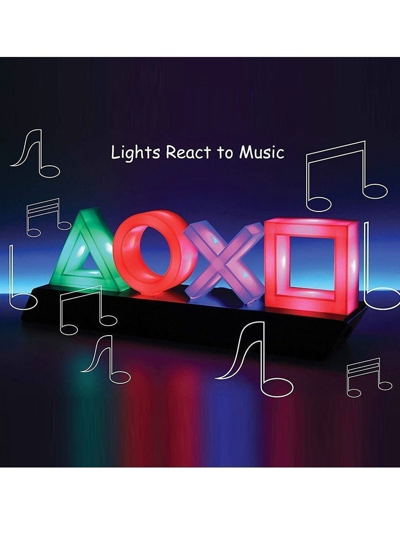 بلاي ستيشن مصباح أيقونات PlayStation لـ PS4 وPS5 – مصباح ألعاب RGB تفاعلي مع الموسيقى بطول 14 بوصة، 3 أوضاع إضاءة، إضاءة ديكور صديقة للبيئة لغرفة الألعاب وغرفة النوم والمكتب - Image 1