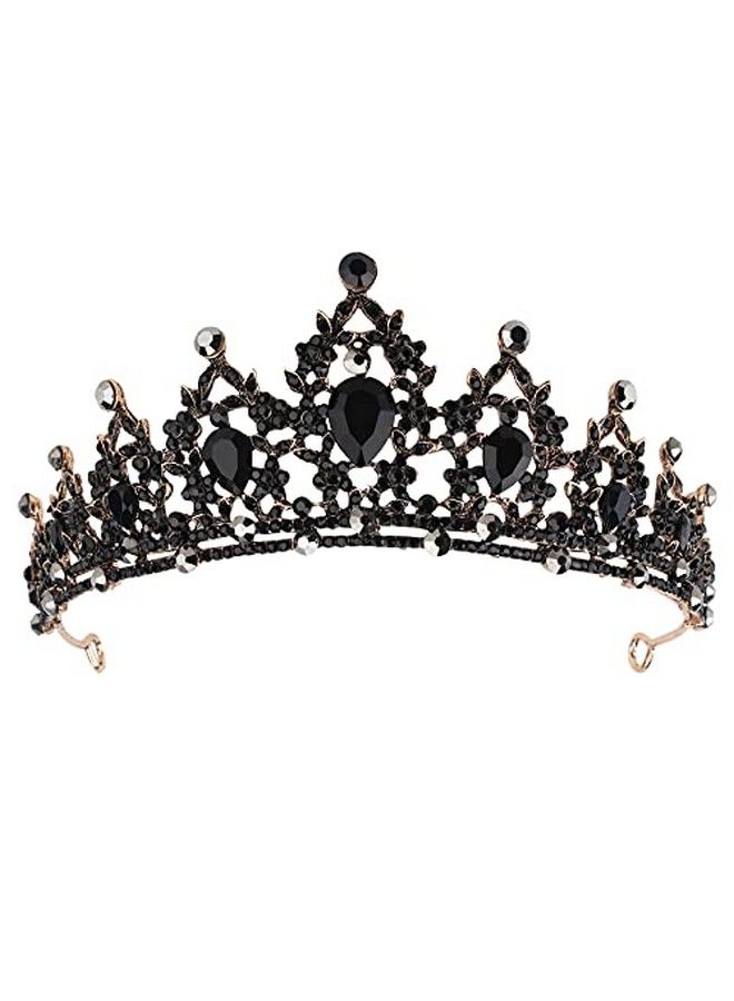 Cavetee تاج باروك أسود للملكة للنساء، تاج عيد ميلاد، تاج عتيق مزين بالأحجار الكريمة السوداء، تاج زفاف، تاج عروس، تاج حفلة عيد الميلاد، أشرطة رأس للأميرات، حفلة تخرج، تيجان وتيجان سوداء للنساء والفتيات - Image 2
